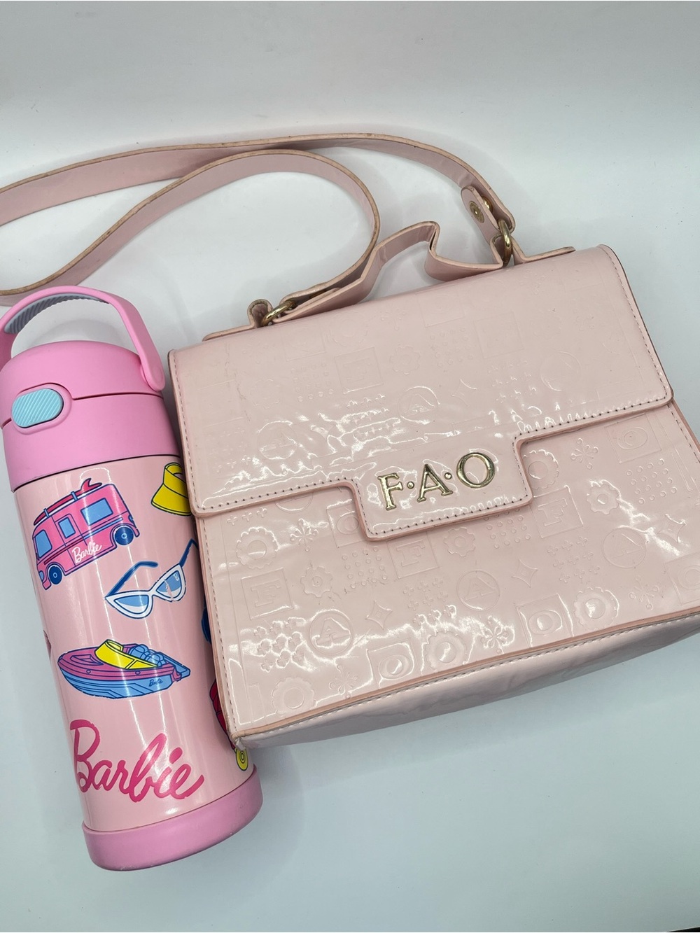 FAO Kids Patent Pink Purse/Barbie 16 oz. Thermos/Tumbler